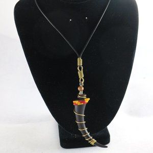 Unique African Artificial Horn Adjustable Necklace